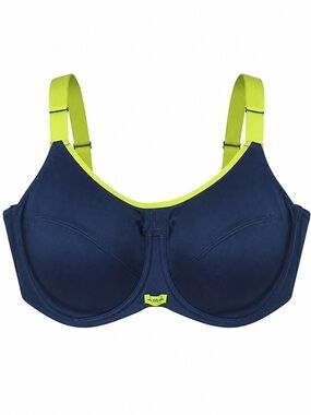 elomi Energize Navy & Lime Underwire Sports Bra - 42G